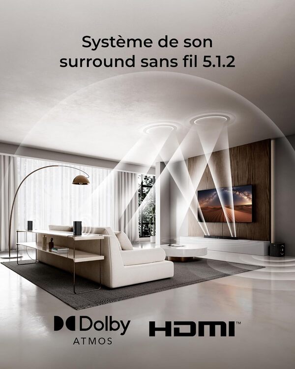 ULTIMEA Skywave X40 5.1.2ch Barre de Son TV sans Fil avec Dolby Atmos, Système Audio Surround 530W avec Caisson de Basses sans Fil, Amplificateur GaN, Transmission 4K HDR, HDMI eARC, BT 5.4