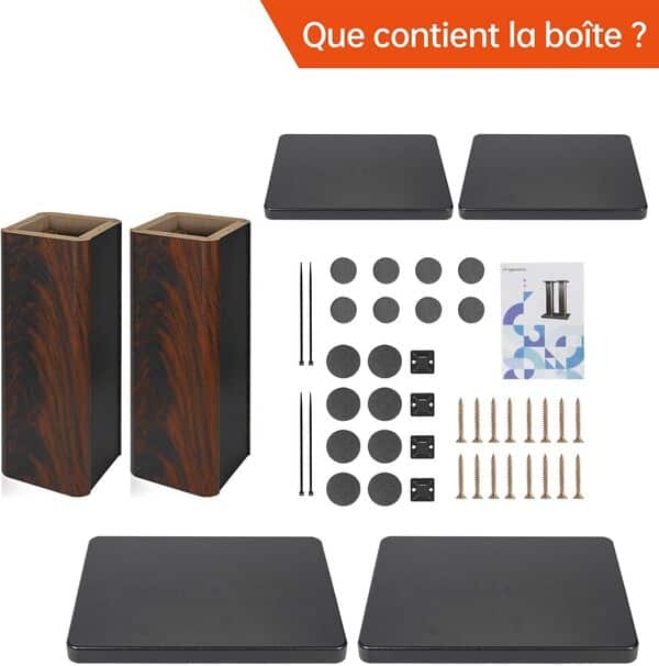 Lot de 2 Pieds D'Enceintes en Bois, Supports de Haut-parleurs Robustes pour Enceintes de Bibliothèque et Satellites, Support D'enceinte de Sol Jusqu'à 50KG (30CM)