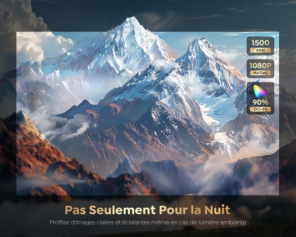 Vidéoprojecteur 4K【1500 ANSI/Google TV】 Netflix/Disney+ Officiel, Auto Focus/Keystone Projecteur WiFi6 Bluetooth Full HD 1080P, Contrôle Vocal, Zoom 50% Projecteur Vidéo de Jour Home Cinéma/Extérieur