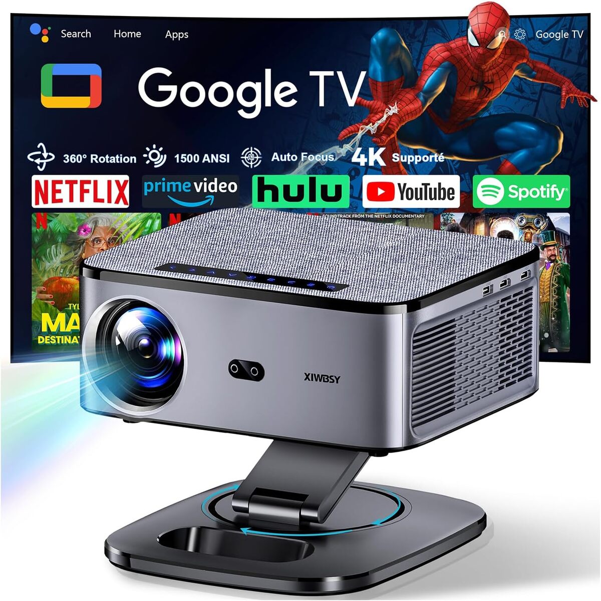 Test du vidéoprojecteur XIWBSY 4K avec Google TV et 1500 ANSI