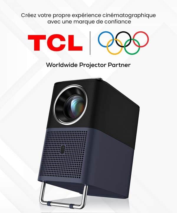 TCL A1s Videoprojecteur 4K Supporte, 2X Audio Dolby 8 W, Natif 1080P, 600 ISO Lumens, Netflix certifié, Smart Google TV intégrée, Auto Focus/Keystone, Wi-FI Bluetooth, Projecteur Video Portable à Dos