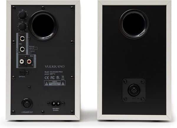 VULKKANO PRO4 Enceinte Monitoring Studio avec Woofer de 4”, Bluetooth, entrée Équilibrée TRS, RCA, Sortie pour Casque, AUX, Optique, réglages EQ, Moniteurs pour Home Studio