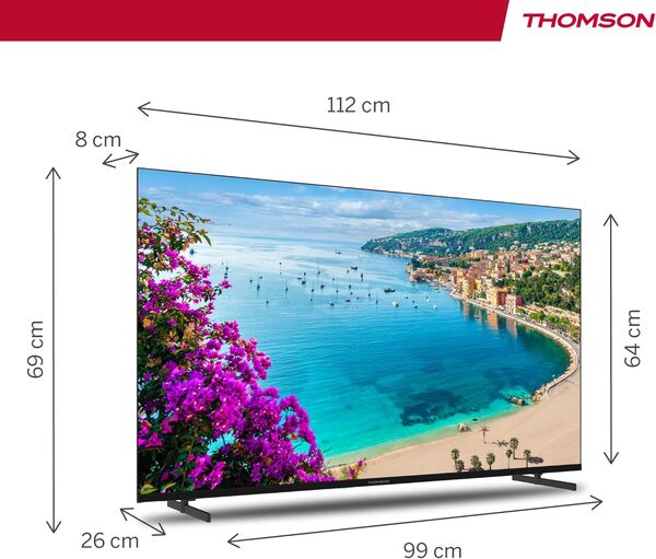 THOMSON 50 Pouces (126 cm) 4K Ultra HD Smart Android TV, Google Assistant, Wi-FI, Dolby Digital, Bluetooth, Triple-Tuner (Câble/Satellite/Antenne), HDMI, CI+, A+ Panneau – 50UA5S13 [Classe énergétique E]
