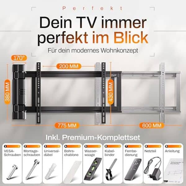 Découvrez le support mural pivotant électrique EasyLife pour écrans de 32 à 75 pouces : design ingénieux et installation facile pour optimiser votre expérience télévisuelle.