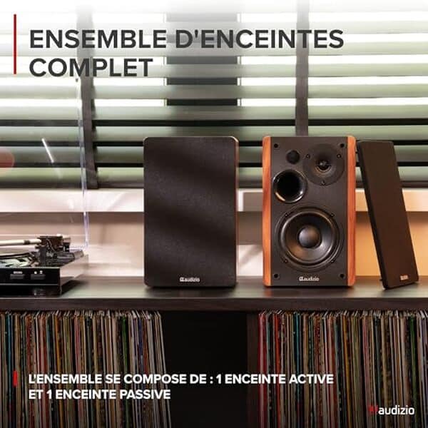 Découvrez les enceintes Hi-Fi Audizio KS01 qui allient puissance sonore et design élégant pour sublimer votre bibliothèque audio.