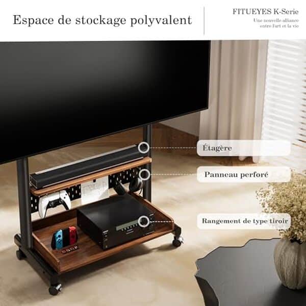 Explorez notre test complet du support TV FITUEYES avec roulettes réglables : performance, design et praticité au rendez-vous. Améliorez votre espace avec style et flexibilité.