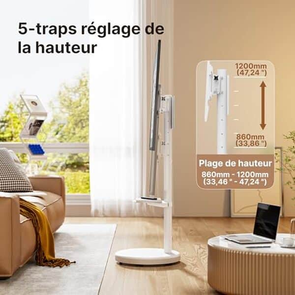 Découvrez notre test complet du support TV à roulettes ECOTINY, conçu pour des écrans de 37 à 86 pouces. Robustesse et mobilité garanties, idéal pour optimiser l'espace tout en assurant une expérience visuelle optimale.